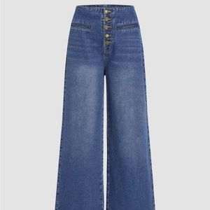 Cider High Waist solid button fly wide leg jeans